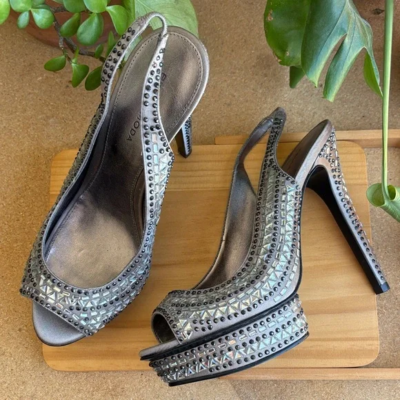 Silver Studded Women's Heels - Picture 1 of 5